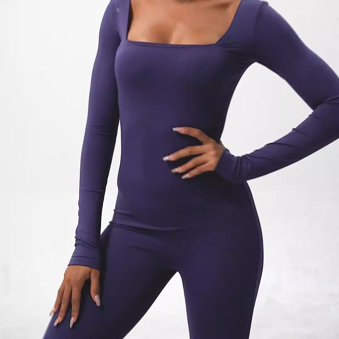 Long-sleeved fitness sports quick-drying jumpsuits