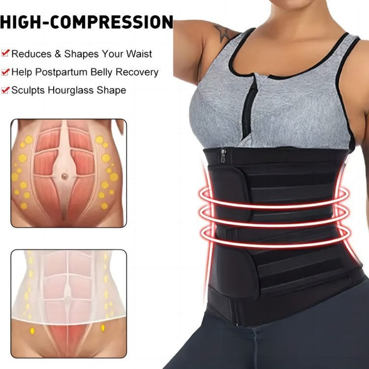 Women's Adjustable Waist Trainer Slimming Belt - Sweat-Enhanced, Zipper Reinforced Body Shaper